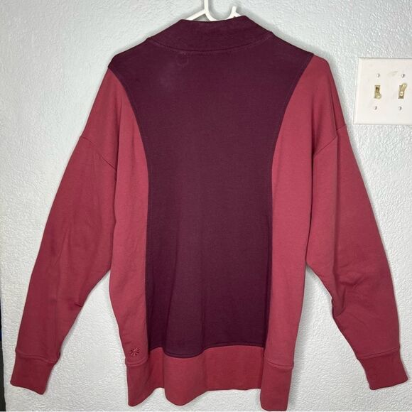 NWOT! Athleta Color Block Pink/Plumb Sweatshirt Loose Fit Women’s Size Small - Picture 3 of 12